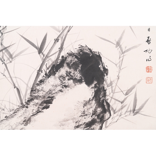 399 - Attributed to Qi Gong åå (1912-2005): 'Bamboo with rocks', ink on paper, dated 1967Dim.: 168 x 5... 