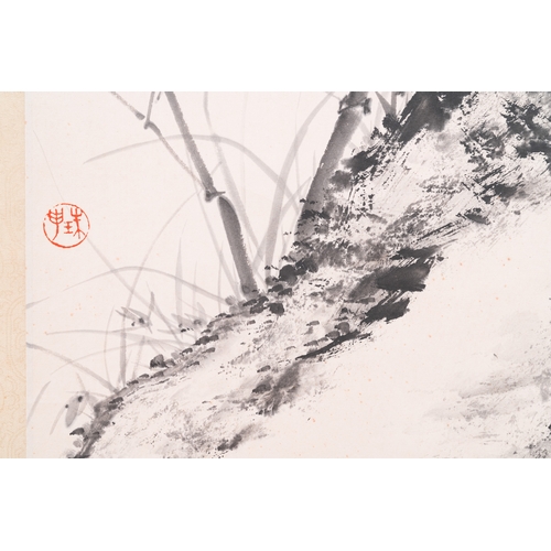 399 - Attributed to Qi Gong åå (1912-2005): 'Bamboo with rocks', ink on paper, dated 1967Dim.: 168 x 5... 