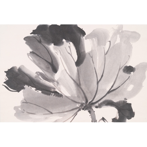 400 - Liang Danfong æ¢ä¸¹ä¸° (1935-2021): 'Lotus', ink on paper, dated 1976Dim.: 136 x 58 cm (the scroll)... 