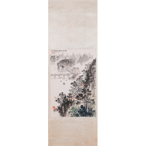 403 - Qian Songyan é¢æ¾åµ (1899-1986): 'Landscape with modern buildings', ink and colour on paper, date... 