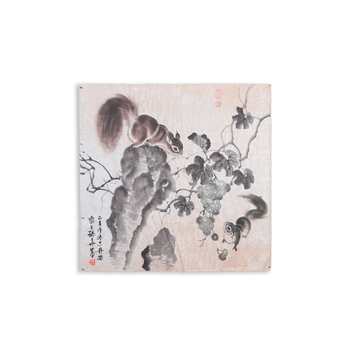 409 - Liu Ruihua åçè¯ (1971): 'Squirrels and grapes', ink and colour on paper, dated 1995 and Jiang Y... 