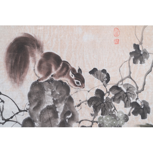 409 - Liu Ruihua åçè¯ (1971): 'Squirrels and grapes', ink and colour on paper, dated 1995 and Jiang Y... 