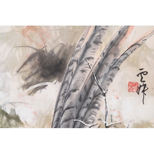 412 - Xu Yunshu å¾é²å (1947- ): 'Pheasant', ink and colour on paperDim.: 204 x 62,5 cm (the scroll)Dim... 