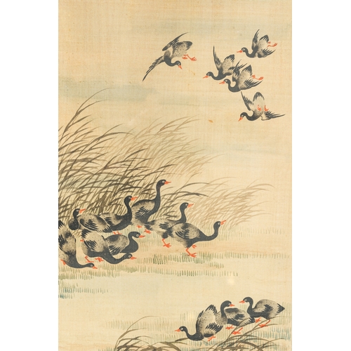 414 - Wang Chengxun çæ¿å³ (19/20th C.): 'Birds and flower vases', ink and colour on silk, RepublicDim.... 