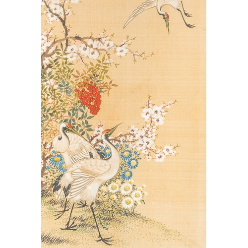 414 - Wang Chengxun çæ¿å³ (19/20th C.): 'Birds and flower vases', ink and colour on silk, RepublicDim.... 