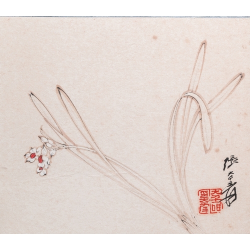 415 - Follower of Zhang Daqian å¼µå¤§å (1898-1983): 'Beauty' and 'Orchid', ink and colour on paperDim.: ... 