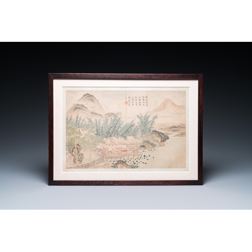 420 - Follower of Tang Yin åå¯ (1470-1524): 'Five landscapes and an album with two landscapes', ink and... 