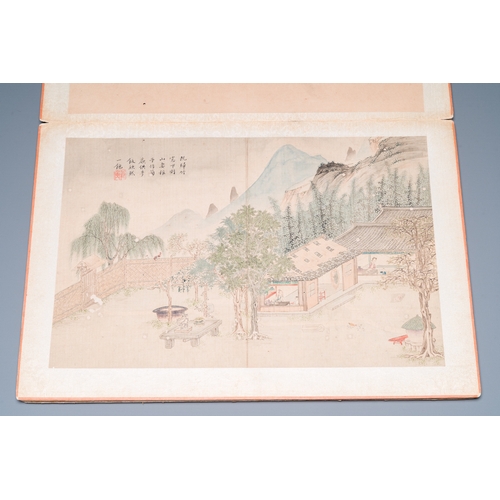 420 - Follower of Tang Yin åå¯ (1470-1524): 'Five landscapes and an album with two landscapes', ink and... 