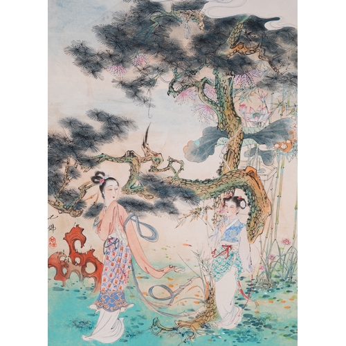 421 - Hu Yefo è¡ä¹ä½ (1908-1980): 'Four scenes from Xi Xiang Ji', ink and colour on paperDim.: 65 x 42 ... 