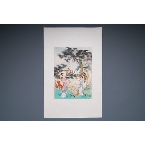 421 - Hu Yefo è¡ä¹ä½ (1908-1980): 'Four scenes from Xi Xiang Ji', ink and colour on paperDim.: 65 x 42 ... 