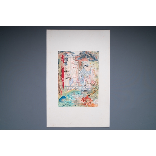 421 - Hu Yefo è¡ä¹ä½ (1908-1980): 'Four scenes from Xi Xiang Ji', ink and colour on paperDim.: 65 x 42 ... 