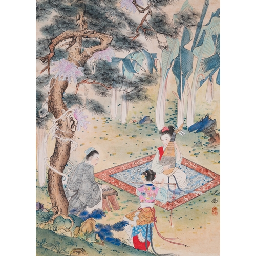 421 - Hu Yefo è¡ä¹ä½ (1908-1980): 'Four scenes from Xi Xiang Ji', ink and colour on paperDim.: 65 x 42 ... 