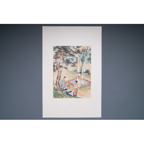 421 - Hu Yefo è¡ä¹ä½ (1908-1980): 'Four scenes from Xi Xiang Ji', ink and colour on paperDim.: 65 x 42 ... 