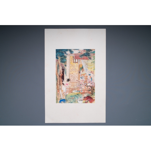 421 - Hu Yefo è¡ä¹ä½ (1908-1980): 'Four scenes from Xi Xiang Ji', ink and colour on paperDim.: 65 x 42 ... 