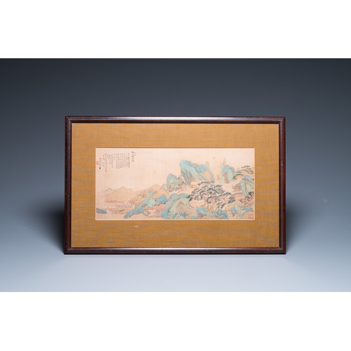 423 - Huan Zhonghua ç¥ä»²è¯: 'Mountainous landscape', ink and colour on silk, dated 1850Dim.: 63,5 x 39,... 