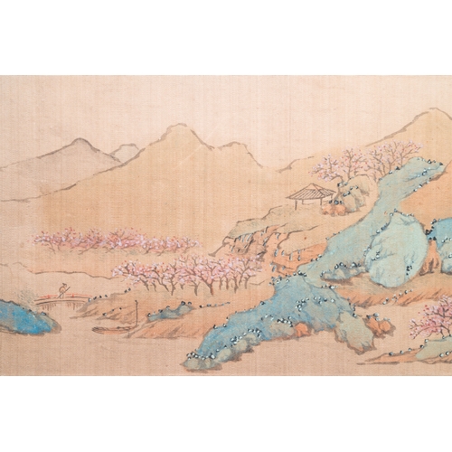 423 - Huan Zhonghua ç¥ä»²è¯: 'Mountainous landscape', ink and colour on silk, dated 1850Dim.: 63,5 x 39,... 