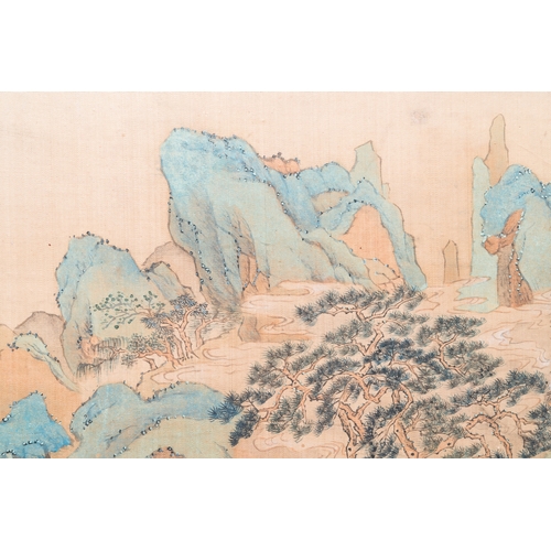 423 - Huan Zhonghua ç¥ä»²è¯: 'Mountainous landscape', ink and colour on silk, dated 1850Dim.: 63,5 x 39,... 