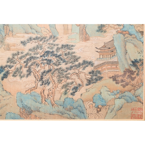 423 - Huan Zhonghua ç¥ä»²è¯: 'Mountainous landscape', ink and colour on silk, dated 1850Dim.: 63,5 x 39,... 