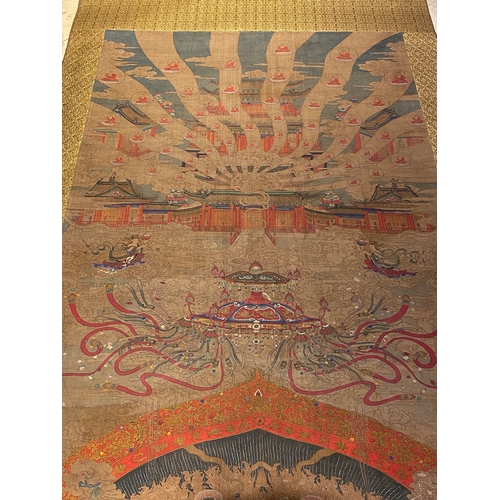 424 - Chinese school: 'The 33-headed Avalokitesvara', ink and colour on silk, 19/20th C.Dim.: 374,5 x 88,5... 