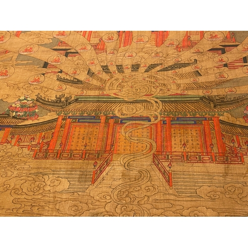 424 - Chinese school: 'The 33-headed Avalokitesvara', ink and colour on silk, 19/20th C.Dim.: 374,5 x 88,5... 