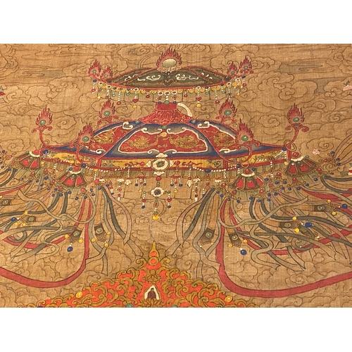 424 - Chinese school: 'The 33-headed Avalokitesvara', ink and colour on silk, 19/20th C.Dim.: 374,5 x 88,5... 