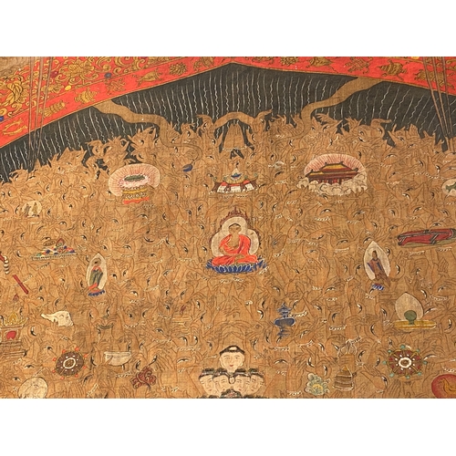 424 - Chinese school: 'The 33-headed Avalokitesvara', ink and colour on silk, 19/20th C.Dim.: 374,5 x 88,5... 