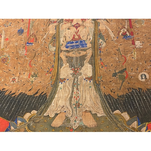 424 - Chinese school: 'The 33-headed Avalokitesvara', ink and colour on silk, 19/20th C.Dim.: 374,5 x 88,5... 