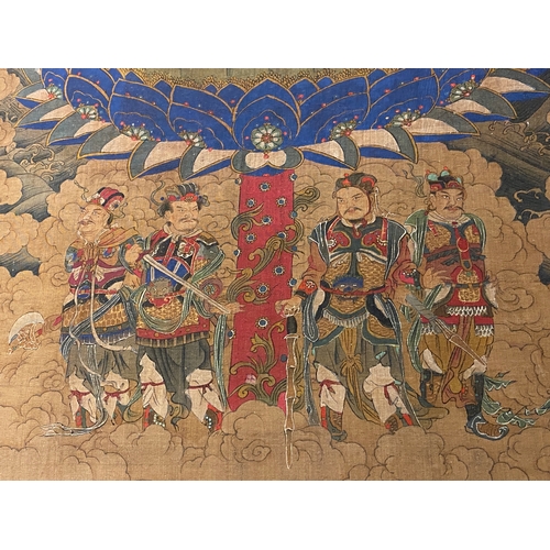 424 - Chinese school: 'The 33-headed Avalokitesvara', ink and colour on silk, 19/20th C.Dim.: 374,5 x 88,5... 