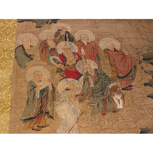 424 - Chinese school: 'The 33-headed Avalokitesvara', ink and colour on silk, 19/20th C.Dim.: 374,5 x 88,5... 