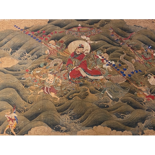 424 - Chinese school: 'The 33-headed Avalokitesvara', ink and colour on silk, 19/20th C.Dim.: 374,5 x 88,5... 