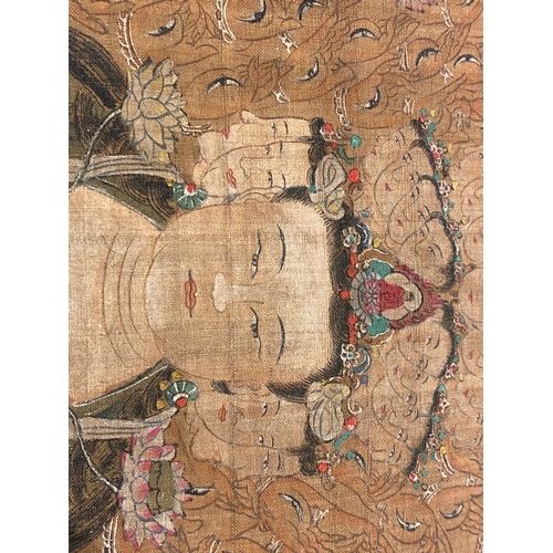 424 - Chinese school: 'The 33-headed Avalokitesvara', ink and colour on silk, 19/20th C.Dim.: 374,5 x 88,5... 