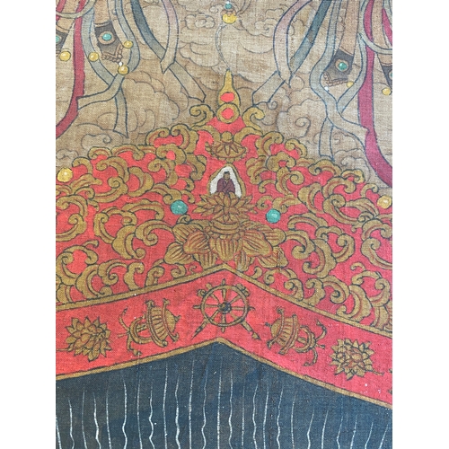 424 - Chinese school: 'The 33-headed Avalokitesvara', ink and colour on silk, 19/20th C.Dim.: 374,5 x 88,5... 