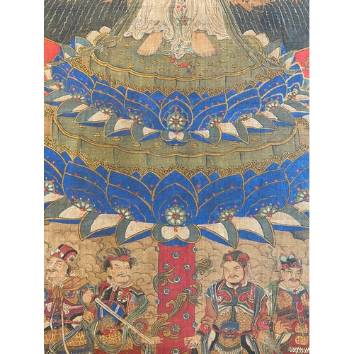 424 - Chinese school: 'The 33-headed Avalokitesvara', ink and colour on silk, 19/20th C.Dim.: 374,5 x 88,5... 