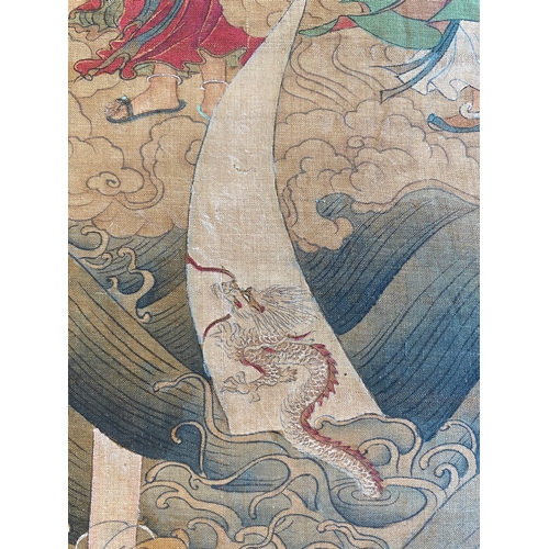 424 - Chinese school: 'The 33-headed Avalokitesvara', ink and colour on silk, 19/20th C.Dim.: 374,5 x 88,5... 