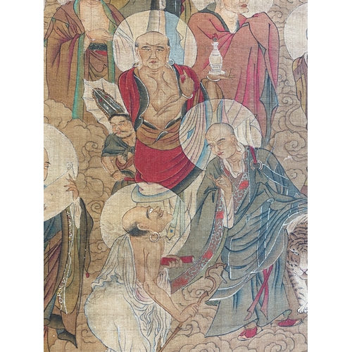 424 - Chinese school: 'The 33-headed Avalokitesvara', ink and colour on silk, 19/20th C.Dim.: 374,5 x 88,5... 