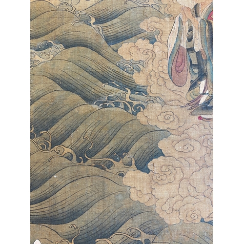 424 - Chinese school: 'The 33-headed Avalokitesvara', ink and colour on silk, 19/20th C.Dim.: 374,5 x 88,5... 