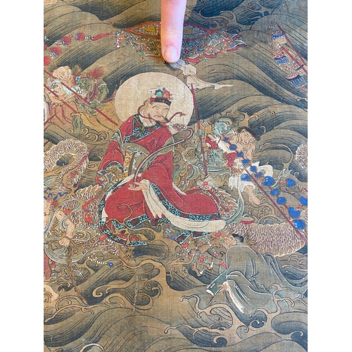 424 - Chinese school: 'The 33-headed Avalokitesvara', ink and colour on silk, 19/20th C.Dim.: 374,5 x 88,5... 