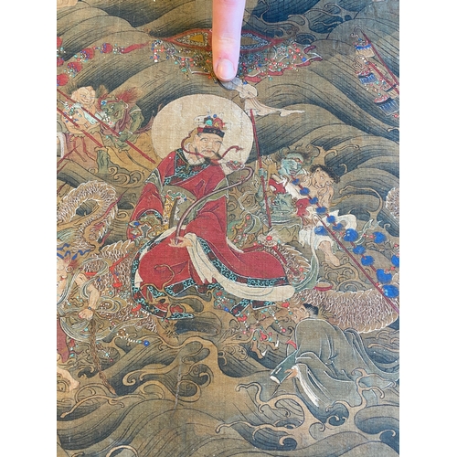 424 - Chinese school: 'The 33-headed Avalokitesvara', ink and colour on silk, 19/20th C.Dim.: 374,5 x 88,5... 