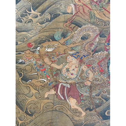 424 - Chinese school: 'The 33-headed Avalokitesvara', ink and colour on silk, 19/20th C.Dim.: 374,5 x 88,5... 