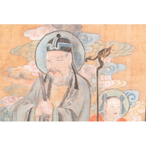 426 - Chinese school: 'A patron and his servant', part of a larger scene from a Buddhist cave, probably No... 