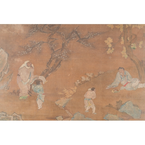 427 - Chinese school: 'Gathering of the sages in four landscapes representing the four seasons', ink and c... 