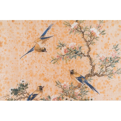 432 - Wang Chengxun çæ¿å³ (19/20th C.): 'Four paintings with fine birds', ink and colours on silk, Rep... 