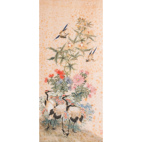 432 - Wang Chengxun çæ¿å³ (19/20th C.): 'Four paintings with fine birds', ink and colours on silk, Rep... 