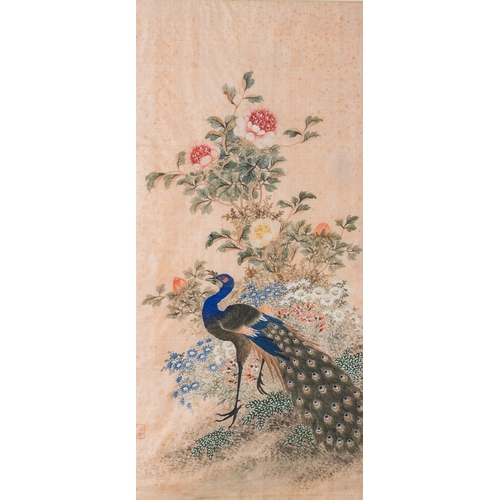 432 - Wang Chengxun çæ¿å³ (19/20th C.): 'Four paintings with fine birds', ink and colours on silk, Rep... 