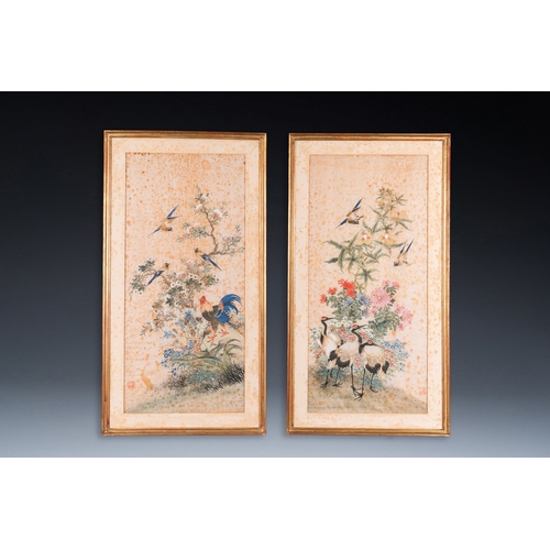 432 - Wang Chengxun çæ¿å³ (19/20th C.): 'Four paintings with fine birds', ink and colours on silk, Rep... 