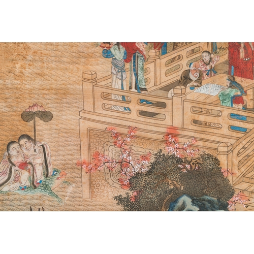 433 - Wang Chengxun çæ¿å³ (19/20th C.): 'Six romantic view of life in ancient China', ink and colours ... 