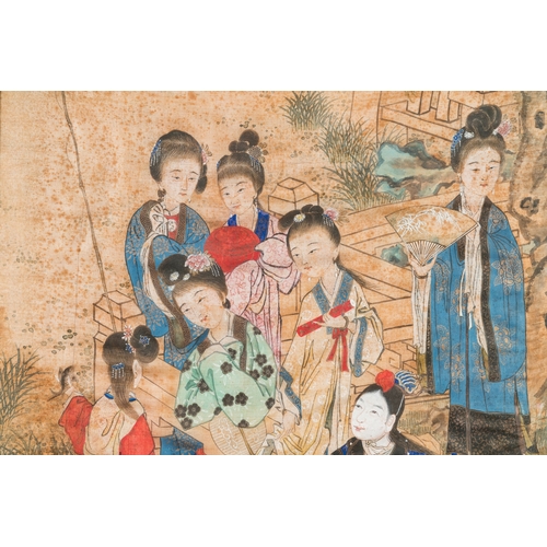 433 - Wang Chengxun çæ¿å³ (19/20th C.): 'Six romantic view of life in ancient China', ink and colours ... 