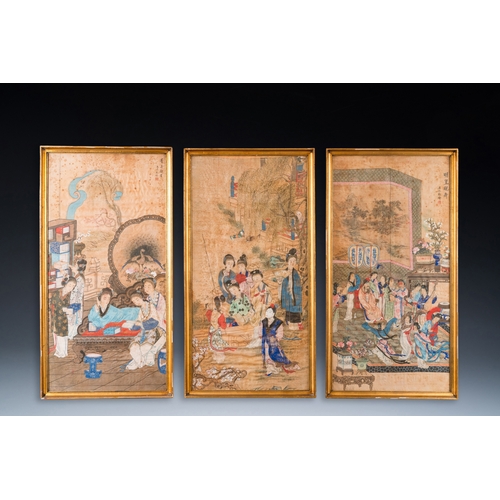 433 - Wang Chengxun çæ¿å³ (19/20th C.): 'Six romantic view of life in ancient China', ink and colours ... 