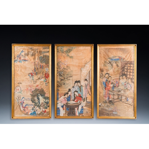 433 - Wang Chengxun çæ¿å³ (19/20th C.): 'Six romantic view of life in ancient China', ink and colours ... 