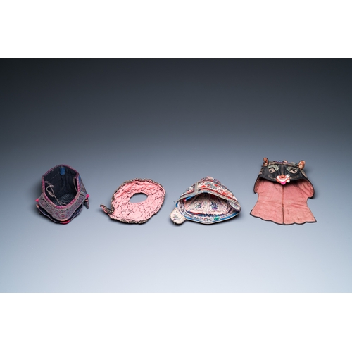 444 - Eight Chinese children's hats, 19/20th C.Dim.: 28 x 23 x 21 cm (the red hat)